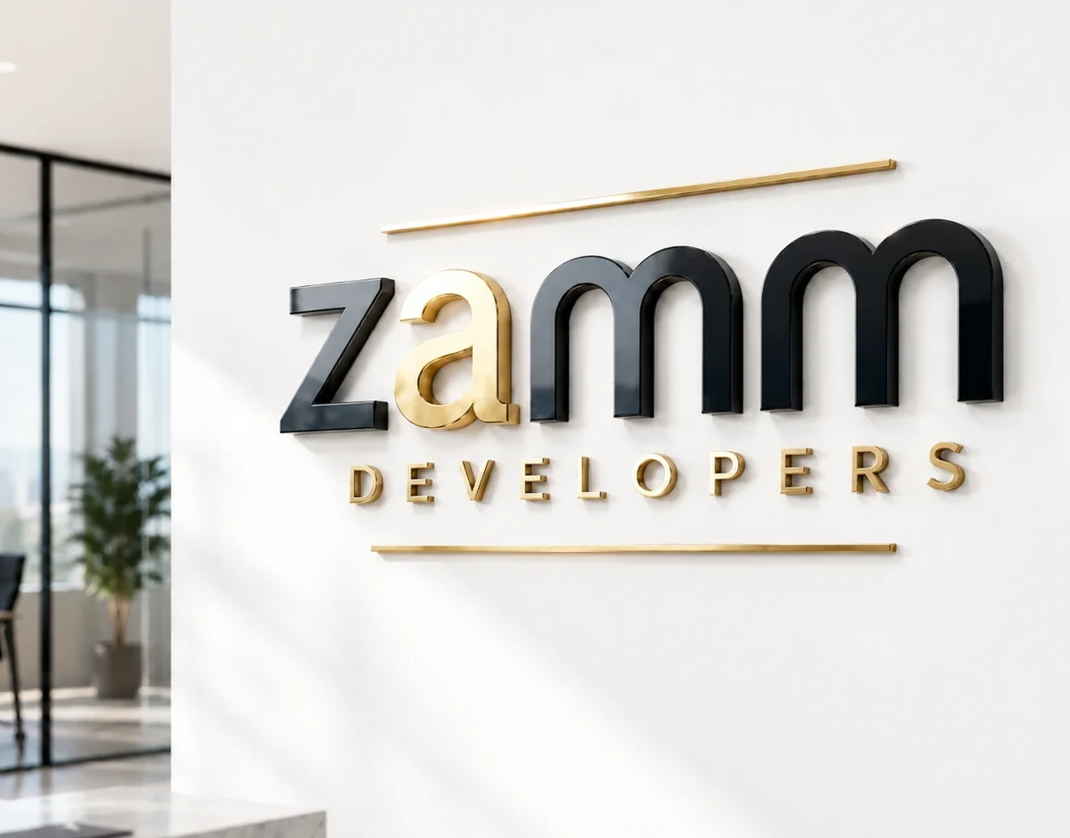 Zamm Developers logo wall in the office