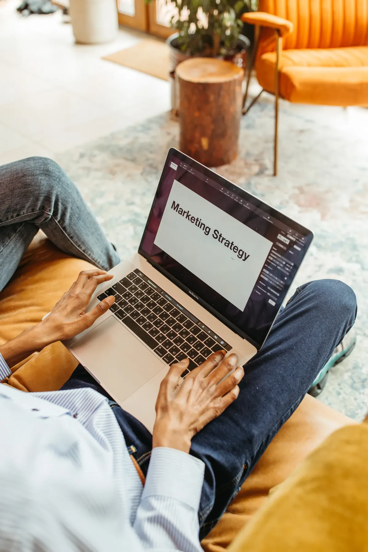 Business discovery and marketing strategy planning on a laptop