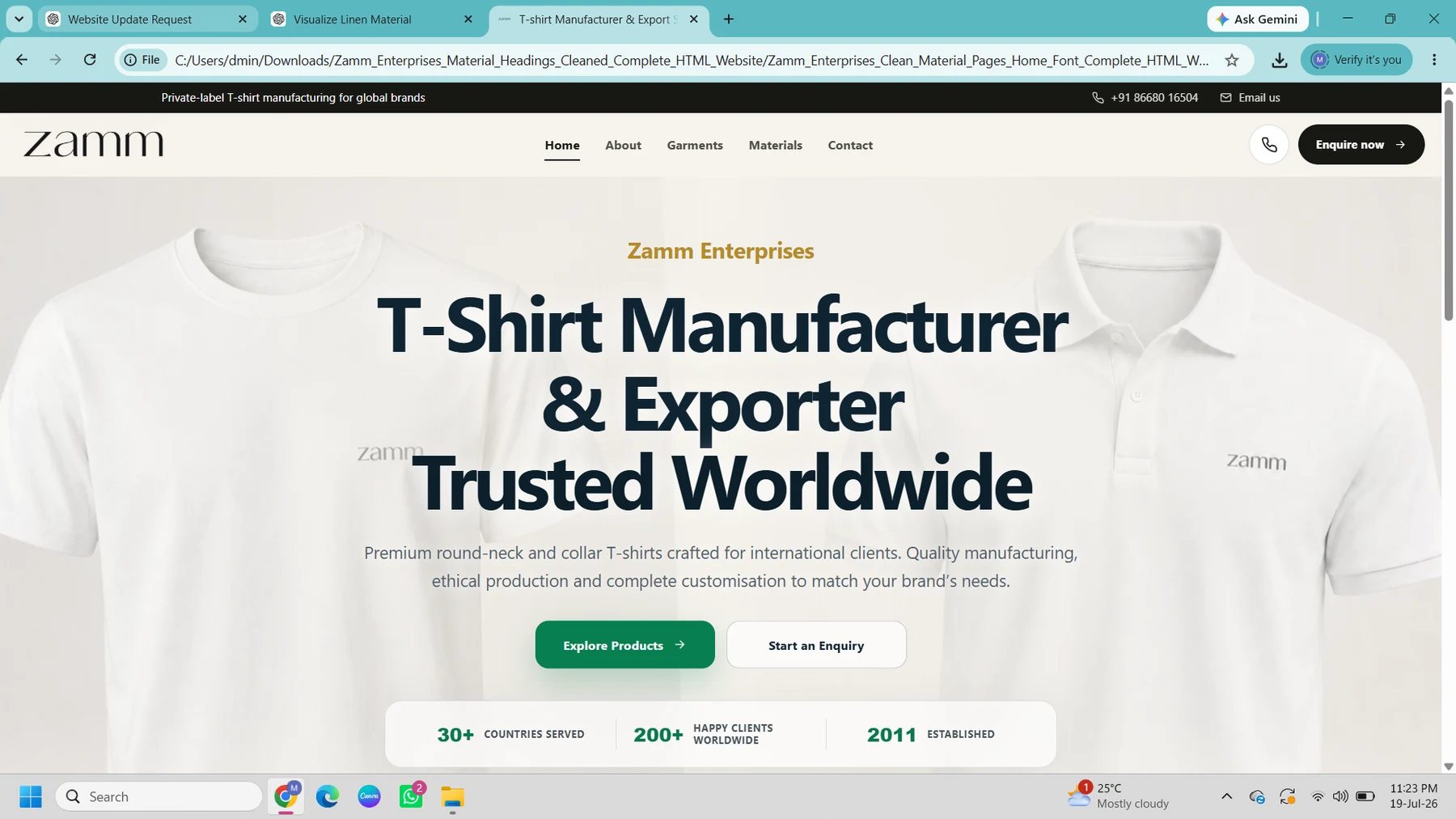 Zamm Clothing e-commerce sample website